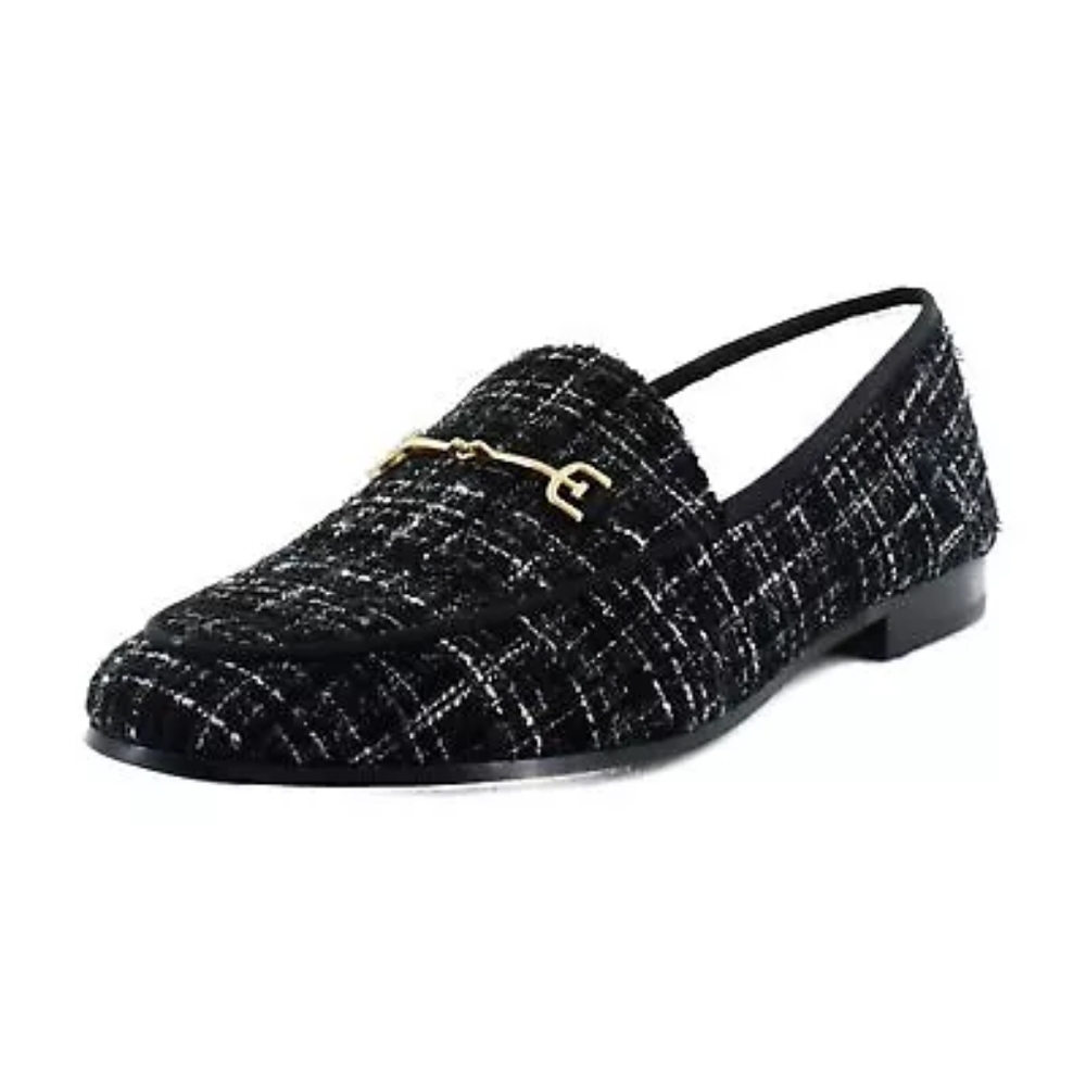 SAM EDELMAN WOMEN'S BLACK MULTI TWEED BIT LOAFER SIZE 8M